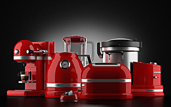 红色,炊具,黑色背景,背景,插画