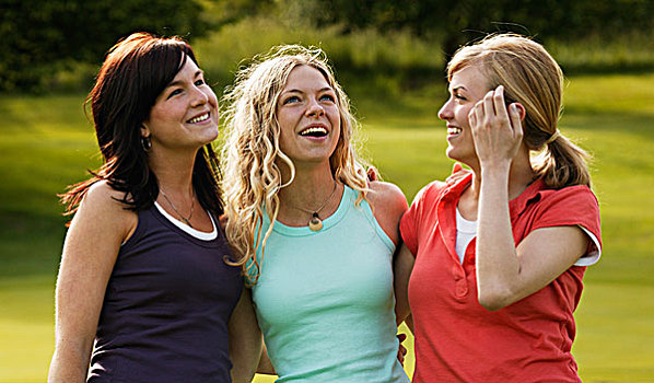 三个女人,享受,笑