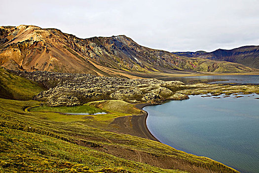 风景,彩色,山峦,兰德玛纳,冰岛南部,冰岛,欧洲
