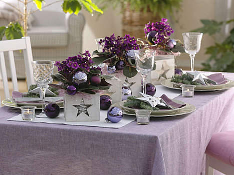 圣诞桌,装饰,非洲,紫罗兰