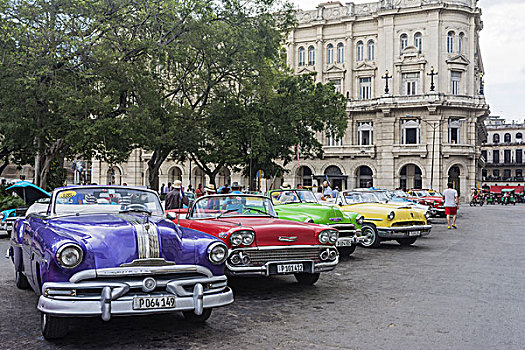 老爷车,停放,哈瓦那,古巴