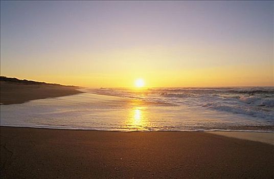夏威夷,考艾岛,波里哈雷沙滩,海滩,漂亮,海岸线,日落