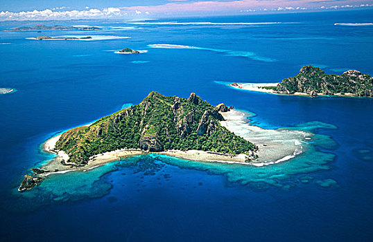 岛屿,玛玛努卡群岛,斐济,俯视