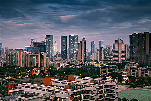 中国广东深圳前海自贸区都市夜景