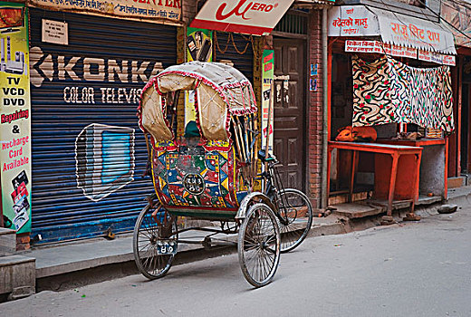 人力车,安静,街道,加德满都,尼泊尔