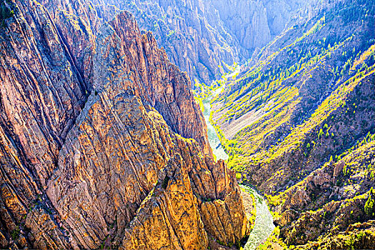 美国,科罗拉多,黑色,峡谷,国家公园,石头,俯瞰