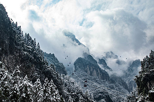 雪天天门山索道