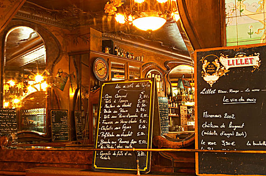 菜单,书写,特别,葡萄酒,甜点,旧式,巴黎,餐馆,新艺术,设计