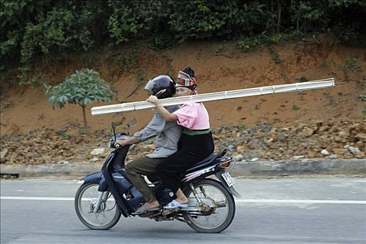 摩托车,骑手,运输,帘,轨道,省,越南,亚洲