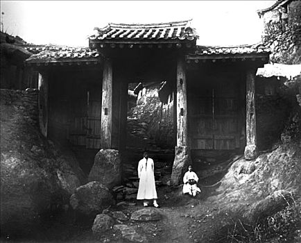 入口,乡村,韩国,19世纪,艺术家,未知