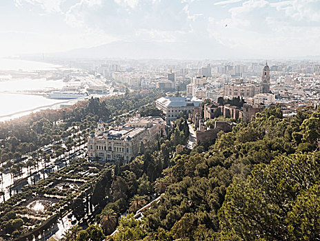 俯视图,城市,马拉加,西班牙
