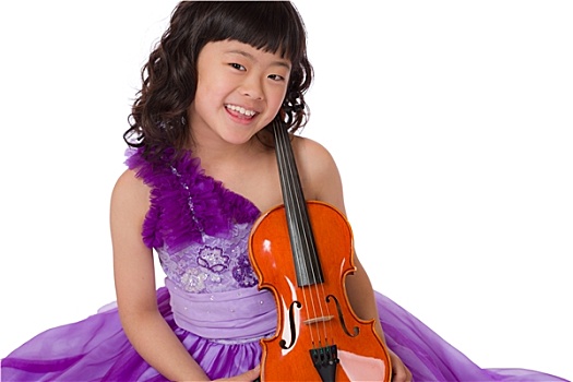 年轻,日本,女孩,头像,小提琴