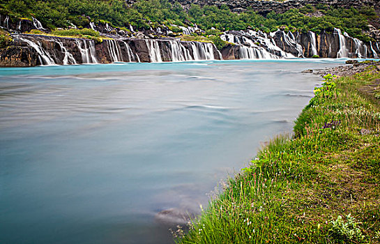 瀑布,流动,火山岩,石头,河,冰岛