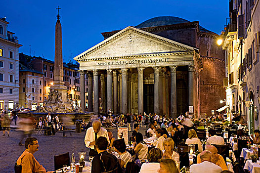 祠庙,广场,餐馆,黄昏,罗马,意大利,欧洲
