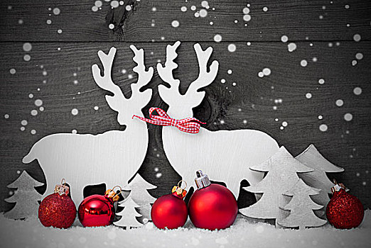 灰色,圣诞装饰,驯鹿,情侣,雪花,红色,球