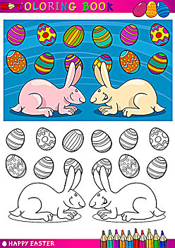 复活节兔子,卡通,插画,上色