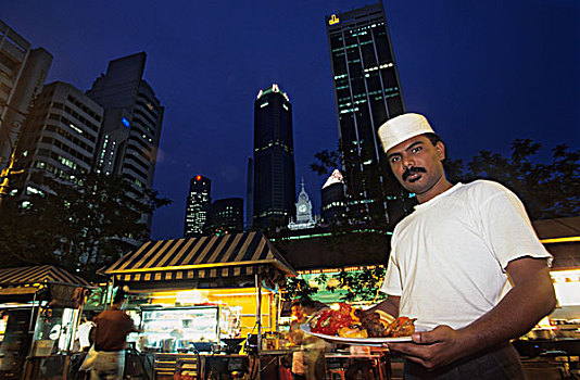 街道,餐馆,夜晚,新加坡