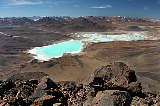 泻湖,风景,火山,安第斯山脉,山脉,高原,边界,智利,玻利维亚,南美