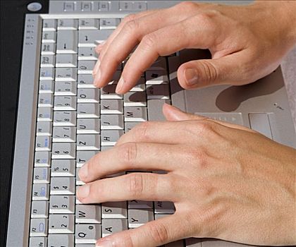 手,女人,键盘,笔记本电脑