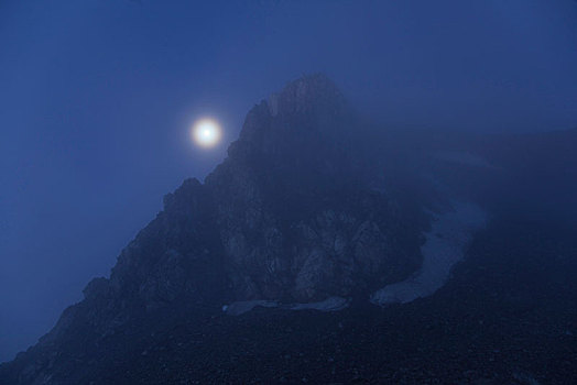 山,夜晚,山脉,奥地利
