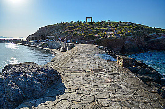 海洋,散步场所,岛屿,纳克索斯岛,希腊,大理石,入口,远景