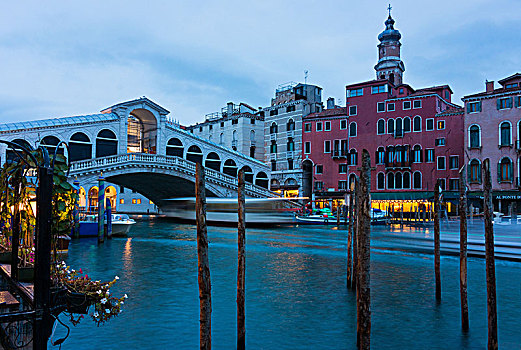 威尼斯,大运河,雷雅托桥,蓝色,钟点
