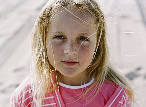 女孩,肖像,亨丁顿海滩,加利福尼亚,美国