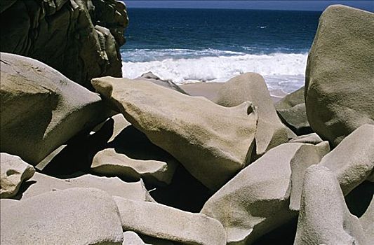 墨西哥,石头,堆,漂亮,海滩