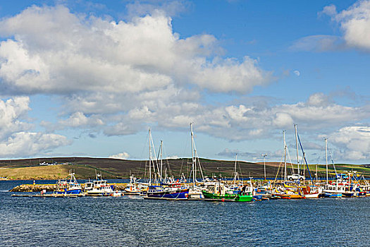 码头,渔港,大陆,奥克尼郡,设得兰群岛,苏格兰,英国,欧洲