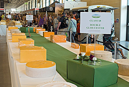 一对,格洛斯特硬干酪,奶酪,食物,约克郡,展示