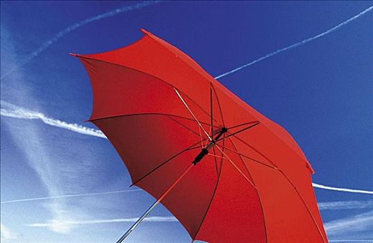 红色,伞,蓝天