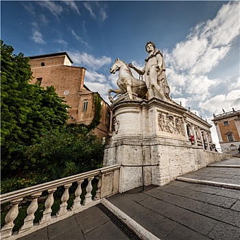 雕塑,楼梯,广场,坎皮多利奥,卡比托山,山,罗马,意大利