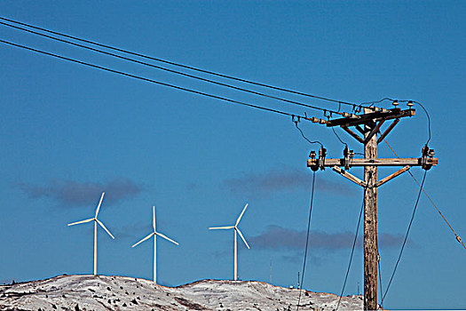 柱子,山,风,风轮机,站立,科迪亚克岛,电,杆,线条,西南方,阿拉斯加,冬天