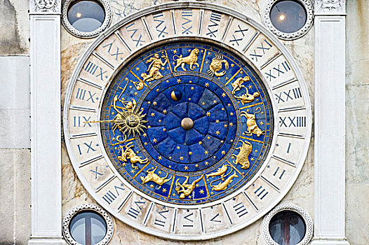 日晷,黄道宫形,黄道十二宫,大教堂,广场,威尼斯,意大利,欧洲