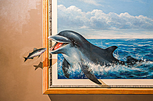 3D,三維空間,畫展,立體畫,繪畫,展覽,海豚