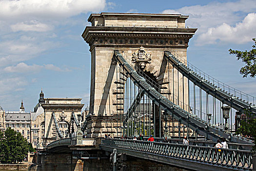 链索桥,上方,多瑙河,布达佩斯,匈牙利,欧洲
