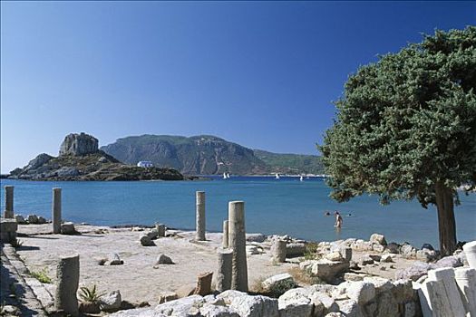大教堂,遗址,多德卡尼斯群岛,希腊,欧洲