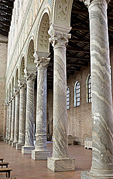 意大利,拉文纳,排,大理石,柱子