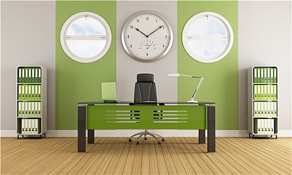 绿色,现代办公室