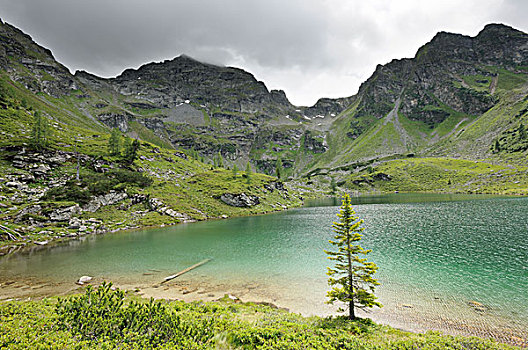 湖,后面,山,山脉,施蒂里亚,奥地利,欧洲