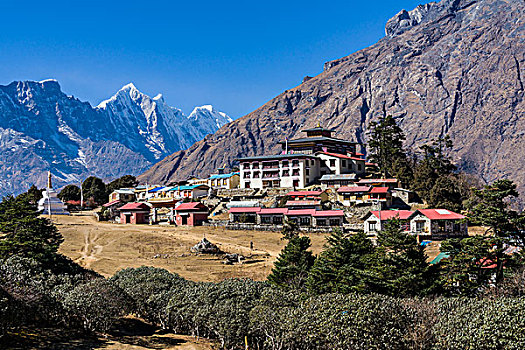 风景,喇嘛寺,寺院,高度,单独,昆布,尼泊尔,亚洲