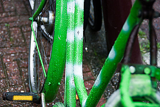 绿色,自行车架,雨,阿姆斯特丹,荷兰