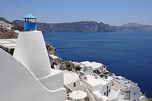 烟囱,白墙,海洋,锡拉岛,希腊,欧洲