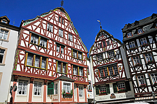 半木结构房屋,市场,莱茵兰普法尔茨州,德国,欧洲