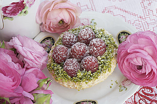 树莓馅饼,花