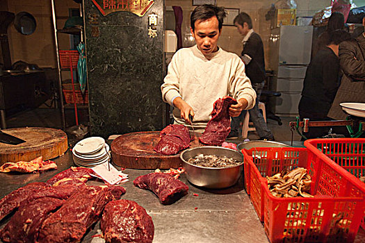 切,牛肉,肉,潮州,食物,餐馆,汕头,中国