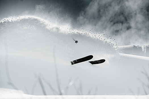男性,滑雪,遮盖,深,粉状雪,隆河阿尔卑斯山省,法国