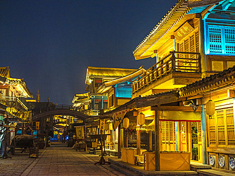 唐城影視基地古建筑夜景
