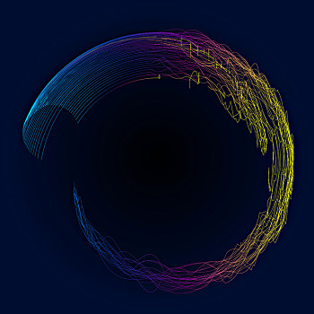 波形曲线组成炫彩发光线圈抽象背景