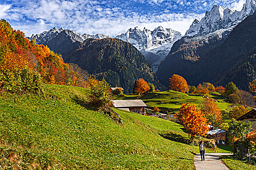 游客,游览,乡村,秋天,区域,山谷,瑞士,欧洲